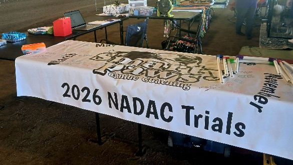 An image of the judge's table at the 2026 NADAC trial put on my SmartyPaws